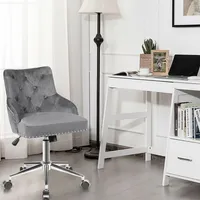 Velvet Office Chair Tufted Upholstered Swivel Computer Desk Chair