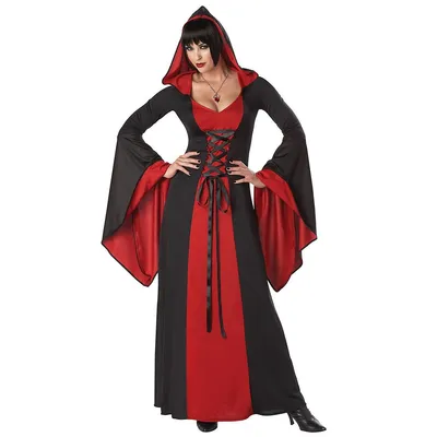 Deluxe Hooded Black/red Robe - Plus Size