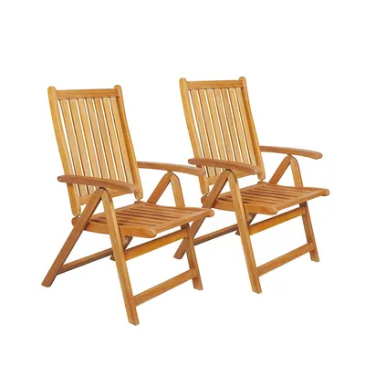 Set Of 2 Acacia Folding Chairs Outdoor Patio Furniture 42"