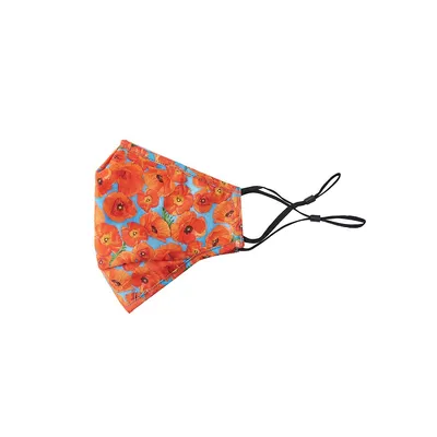 Dancing Poppies | Two Silk One Cotton Triple Layer Face Mask | Mulberry Silk | Insert Pocket & Nose Wire