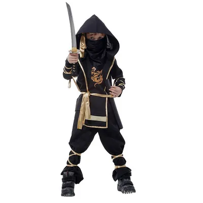 Ninja Black And Gold Kids Costume