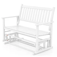 Patio Glider Loveseat Chair Swing Rocking Bench With Slatted Seat & Curved Backrest
