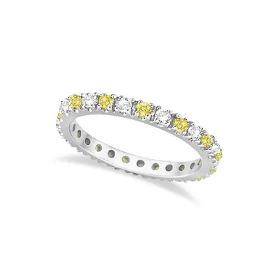 Fancy Yellow Canary And White Diamond Eternity Ring Band 14k Gold 1/2ct