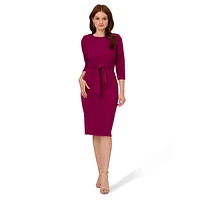 Waist-Tie Crepe Sheath Dress