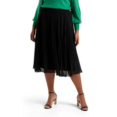 Harper Curve Pleated Midi Skirt Plus