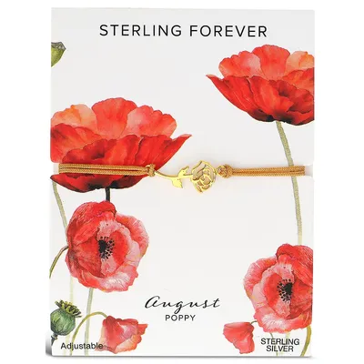 Sterling Silver Birth Flower Bolo Bracelet-august