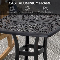 Square Cast Aluminum Outdoor Side Table With Umbrella Hole