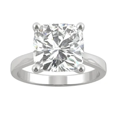 14k White Gold & 4.2 Ct. T.w. Created Moissanite Cushion Solitaire Ring