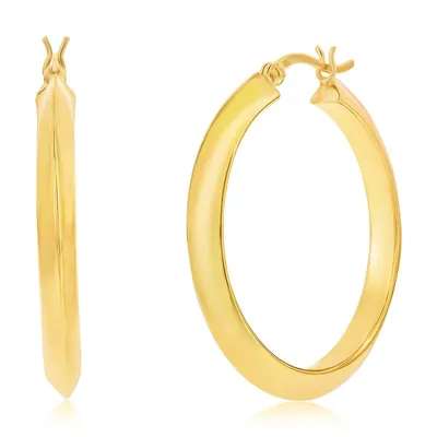 Sterling Silver Or Gold Plated Over 36mm Flat Hoop Earrings