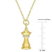 Queen Chess Charm Diamond Accent Pendant With Chain In Yellow Plated Sterling Silver
