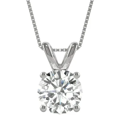 14k White Gold 3.10 Ct. T.w. Created Moissanite Solitaire Pendant Necklace