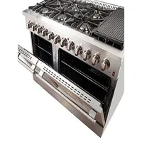 Galiano 48-inch Freestanding Dual Fuel Range All Stainless Steel with 8 Sealed Burners, 6.58 cu. ft. double ovens & Griddle - FFSGS6156-48