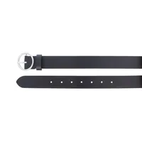 35mm Genuine Leather Belt With Circle Centre Bar Buckle