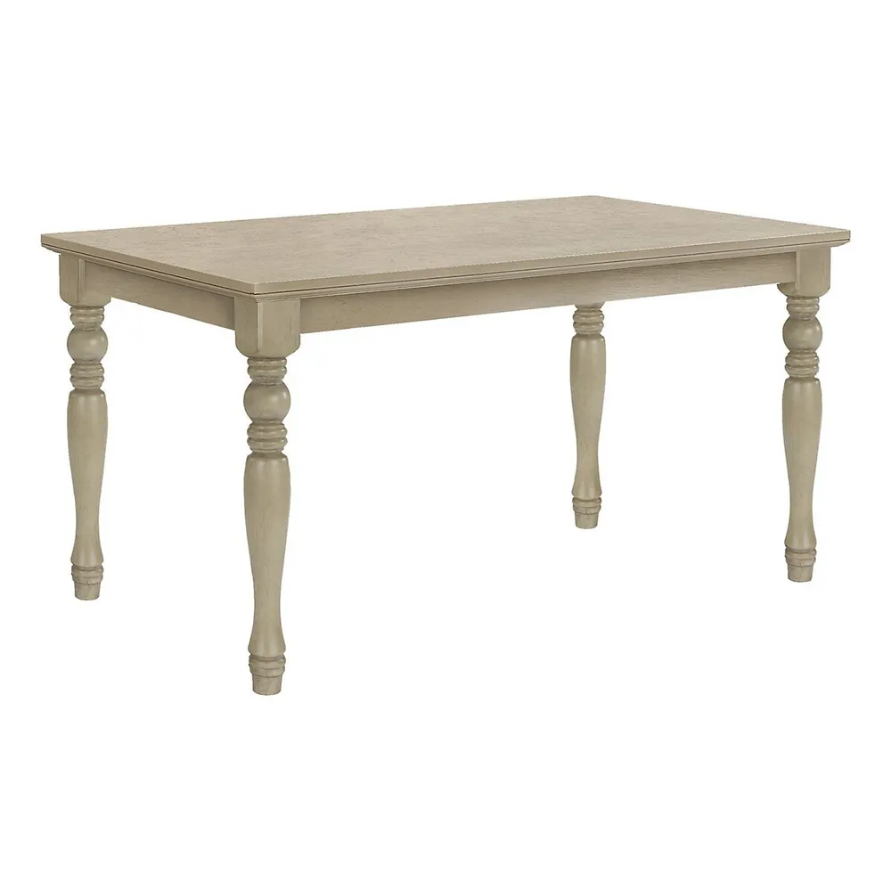 Dining Table, 60" Rectangular, Veneer Top, Solid Wood Legs, Dining Room, Kitchen, Antique Grey Veneer, Wood Legs, Transitional