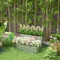 2 Tier Raised Garden Bed Galvanized Planter Box For Herbs