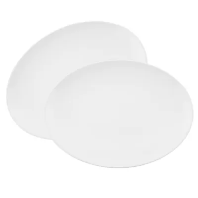 Loop Set Of 2 White Platters