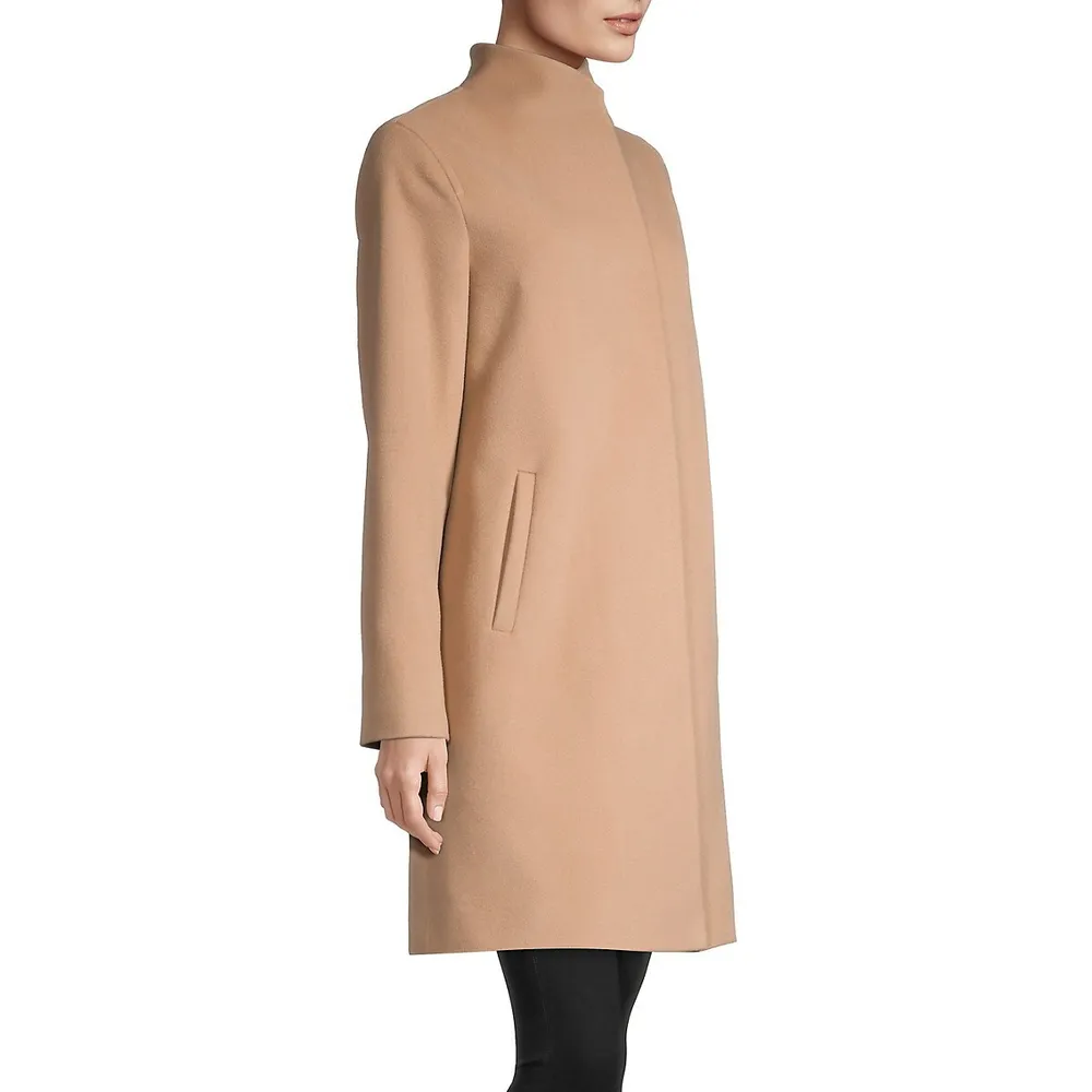 Wing Collar Cashmere and Wool Coat