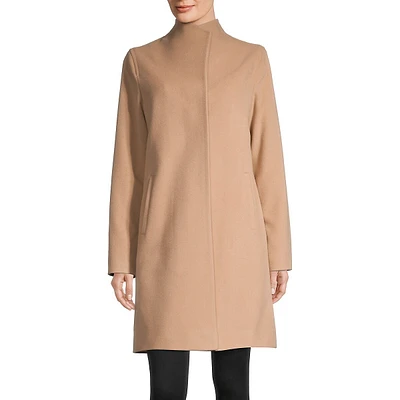 Wing Collar Cashmere and Wool Coat