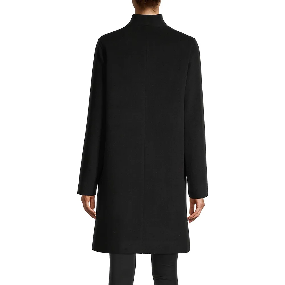 Wing Collar Cashmere and Wool Coat