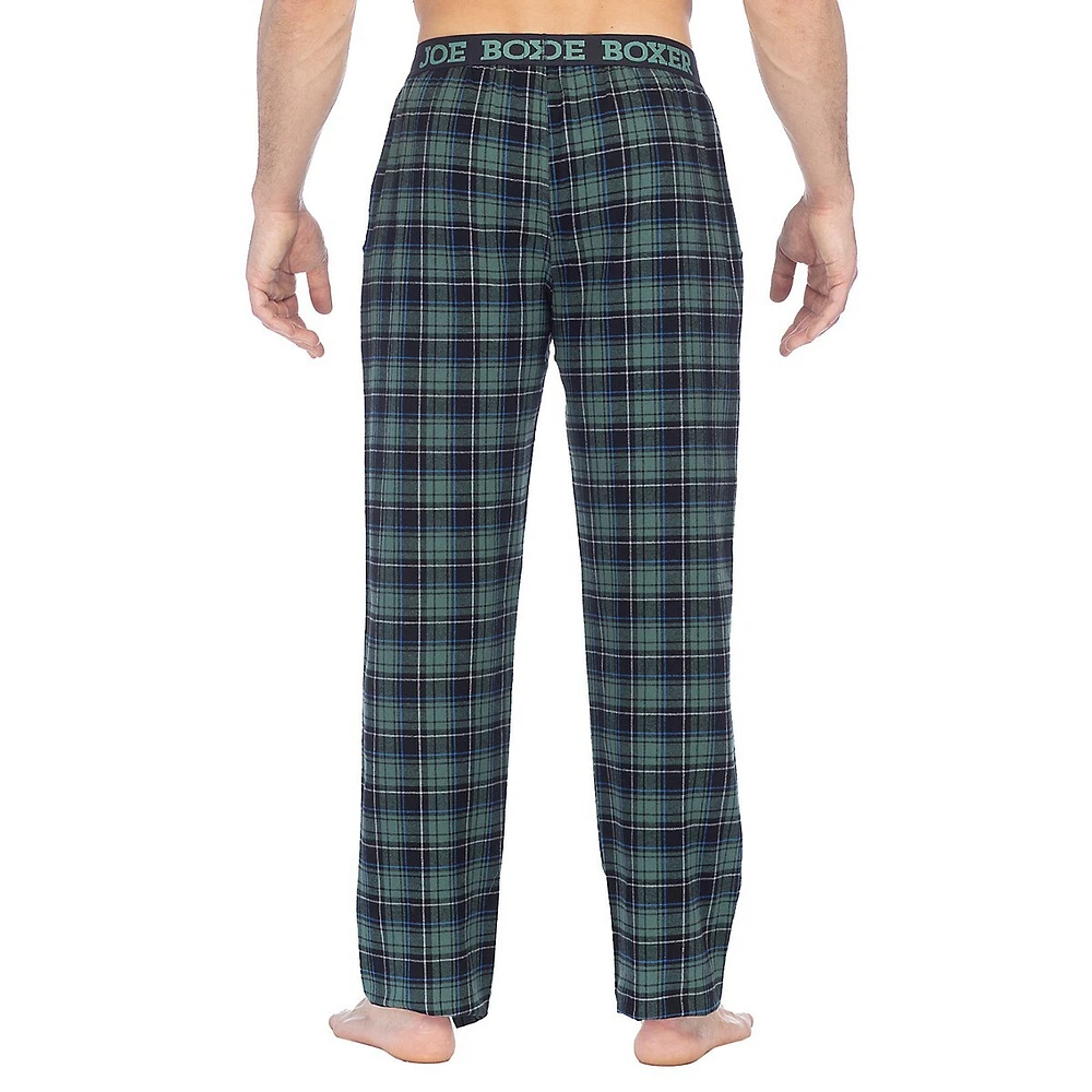 Classic-Fit Logo-Waistband Plaid Flannel Pants