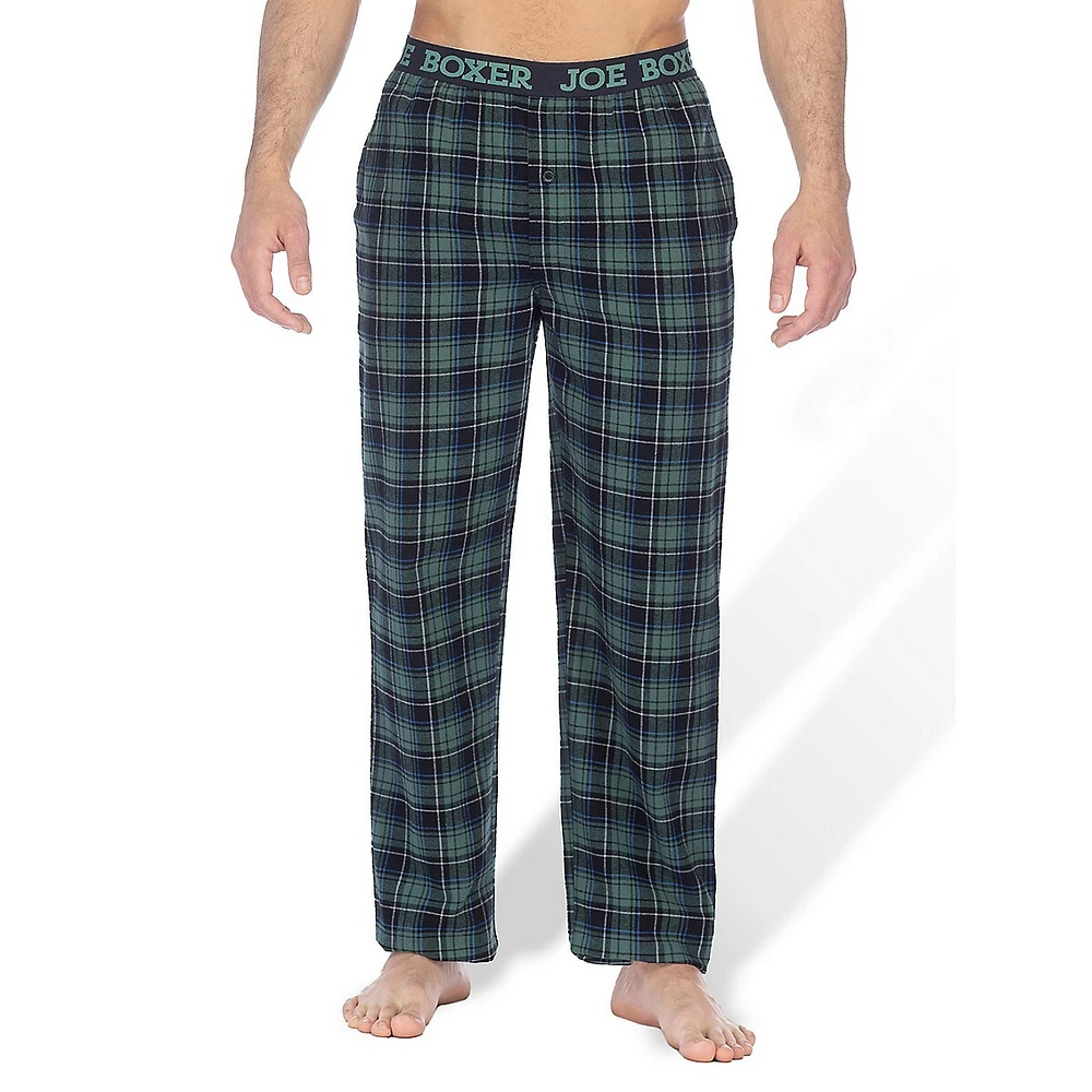 Classic-Fit Logo-Waistband Plaid Flannel Pants