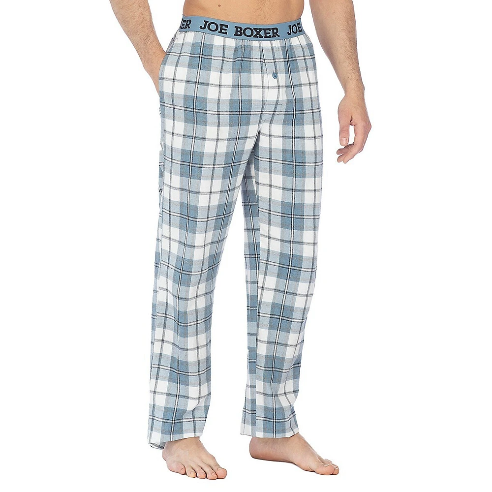 Classic-Fit Logo-Waistband Plaid Flannel Pyjama Pants
