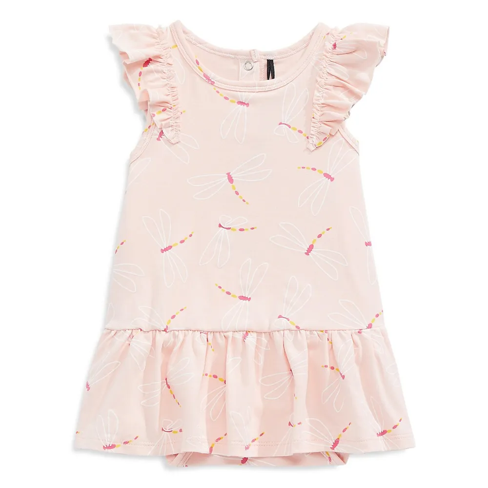 ​Baby Girl's Dragonfly-Print Ruffle-Trim Romper