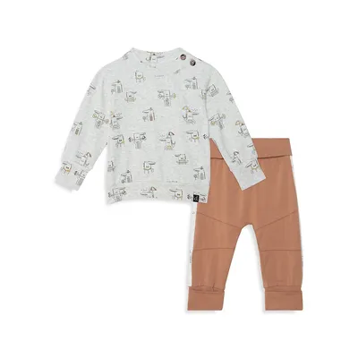 Baby Boy's 2-Piece Organic Cotton Printed Top & Pant Set
