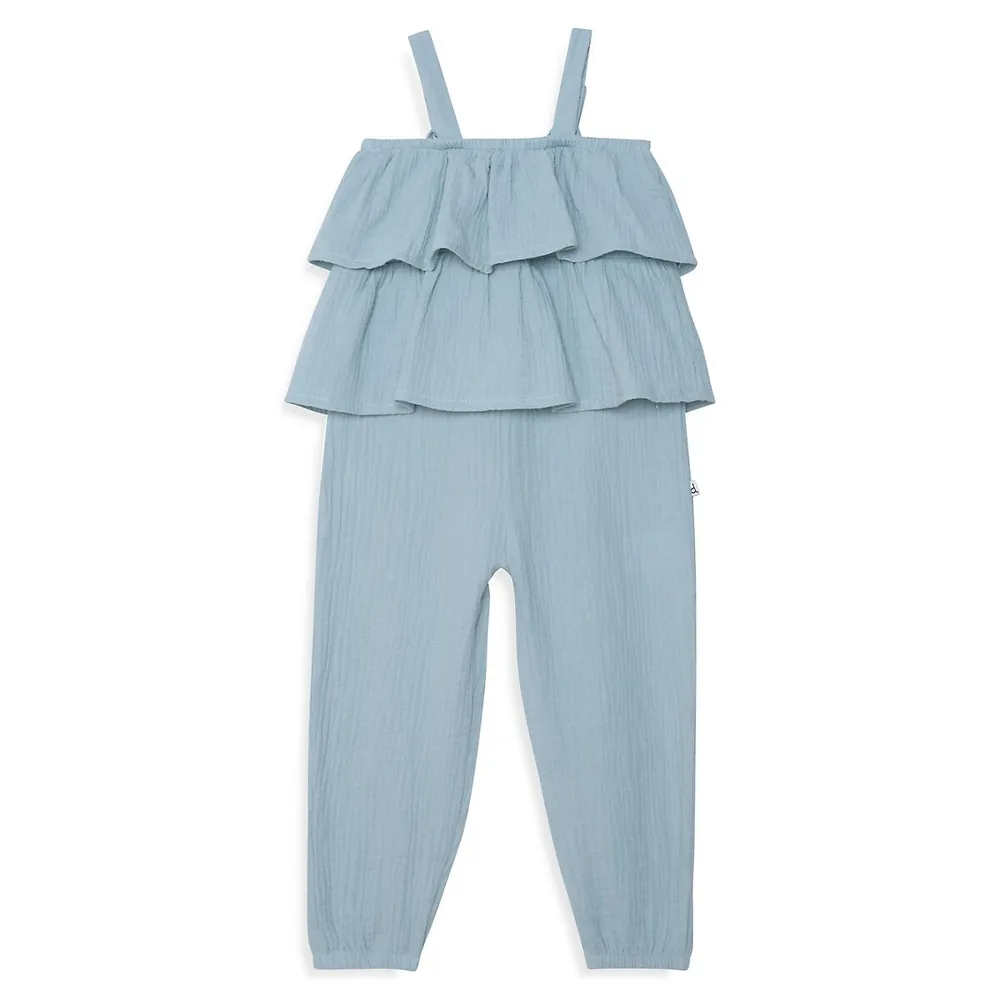 Ruffle-trimmed Muslin Romper Suit