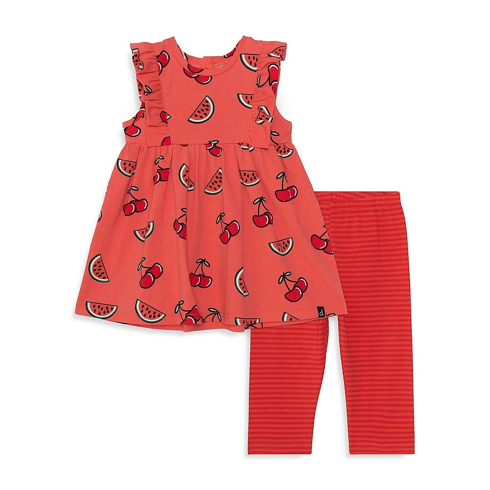 Little Girl's 2-Piece Print Tunic Dress & Capri Set