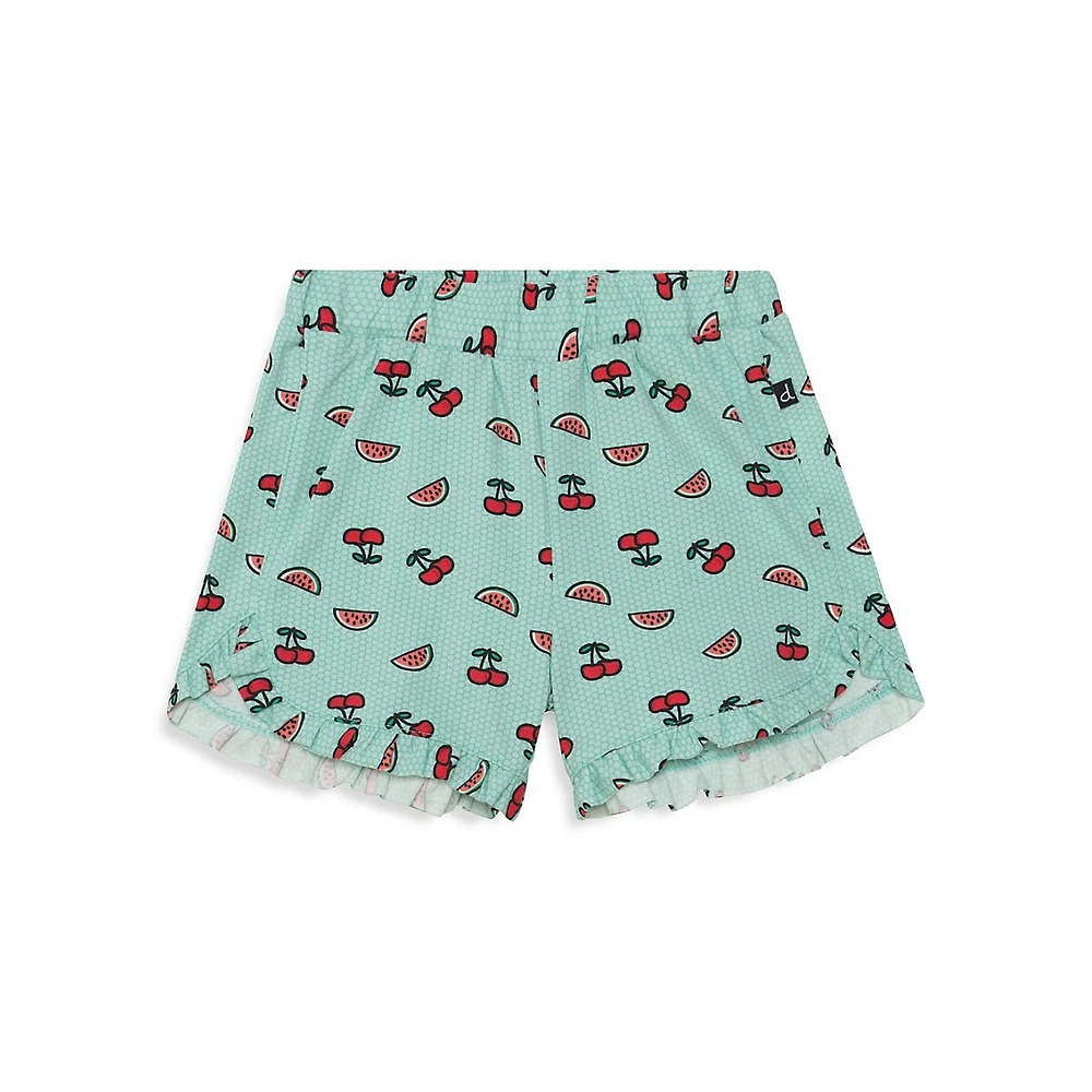 Little Girl's Ruffled Fruit-Print Shorts