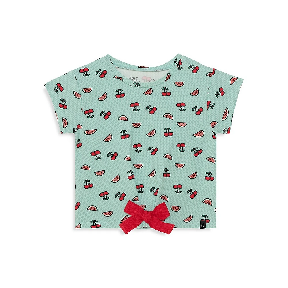 Little Girl's Print Bow-Detail Top