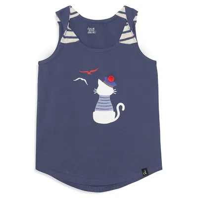 Little Girl's Cat-Graphic Tank Top