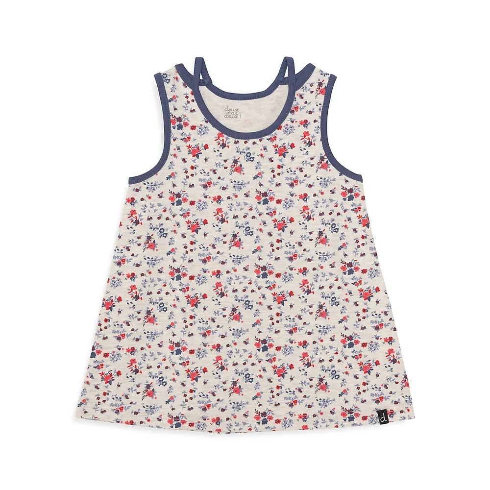 Little Girl's A-Line Floral Tank Top