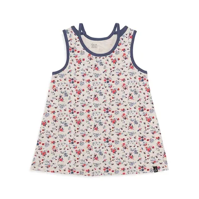 Little Girl's A-Line Floral Tank Top