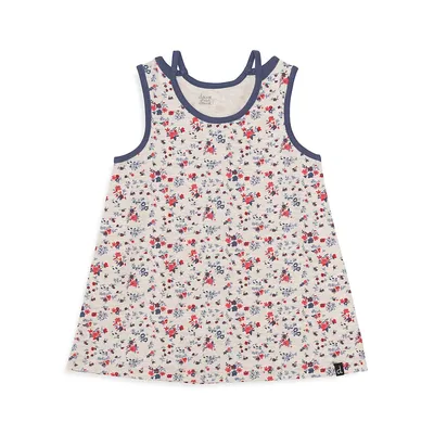 Girl's A-Line Floral Tank Top