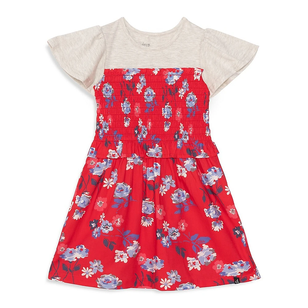 Little Girl's Smocked Floral Dress