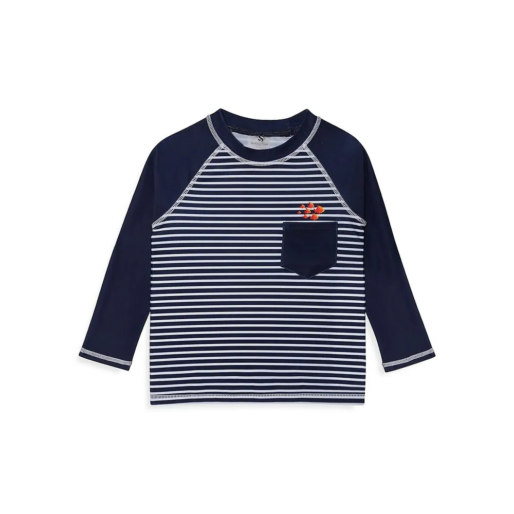 Boy's UPF 50 Long-Sleeve Striped Pocket Rashguard