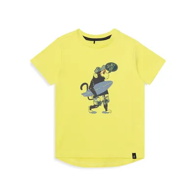T-shirt à imprimé planche de surf et singe pour petit garçon