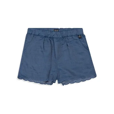 Little Girl's Must-Haves Scallop Chambray Shorts
