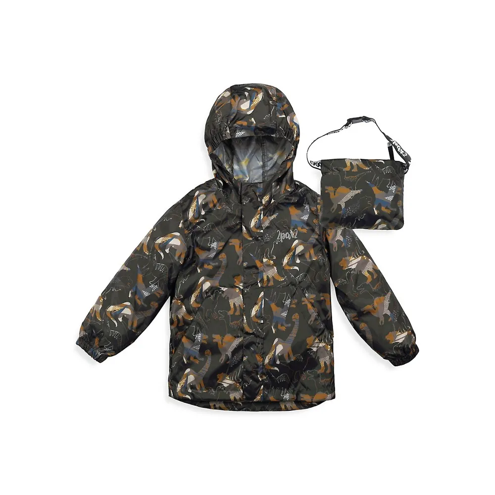 Boy's Spring Breeze 2-Piece Dinosaurs Packable Windbreaker & Pouch Set