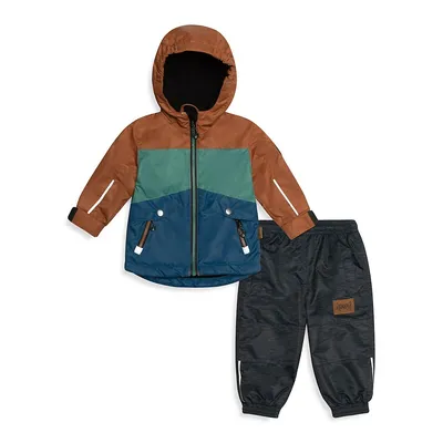 Ensemble veste imperméable et pantalon aux couleurs contrastées pour petit garçon, deux pièces