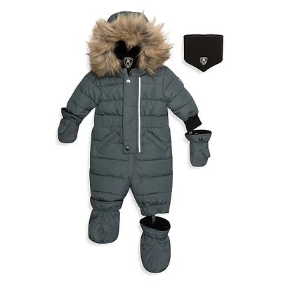 Ensemble avec habit de neige matelassé et cache-cou pour bébé