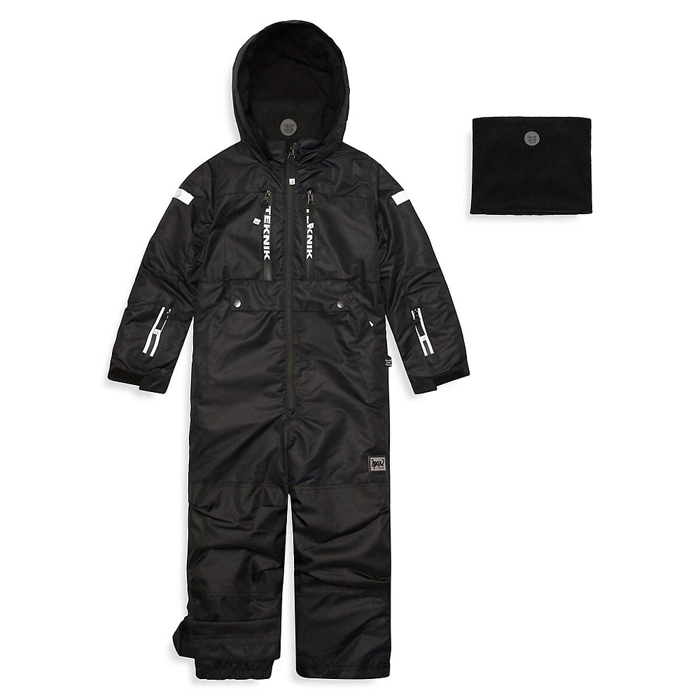 Little Boy's Teknik One-Piece Snowsuit and Neckwarmer Set