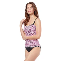 Pretty Wild Printed Frilled D-Cup Tankini Top