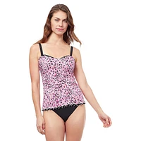 Pretty Wild Printed Frilled D-Cup Tankini Top