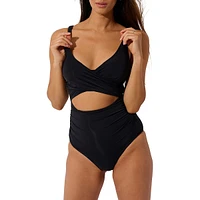 Wrap-Style Cutout One-Piece Swimsuit