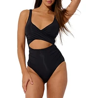 Wrap-Style Cutout One-Piece Swimsuit