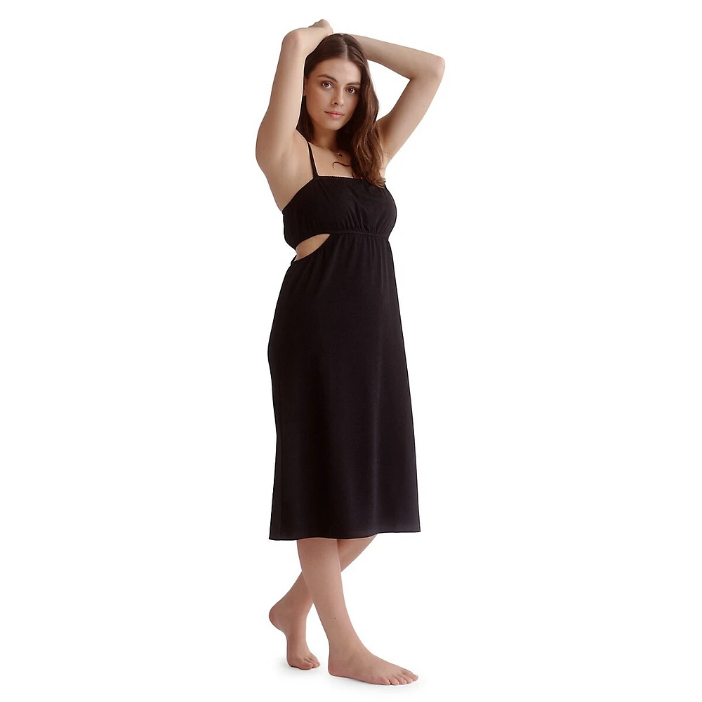 Crepe Cutout Swim Coverup Dress