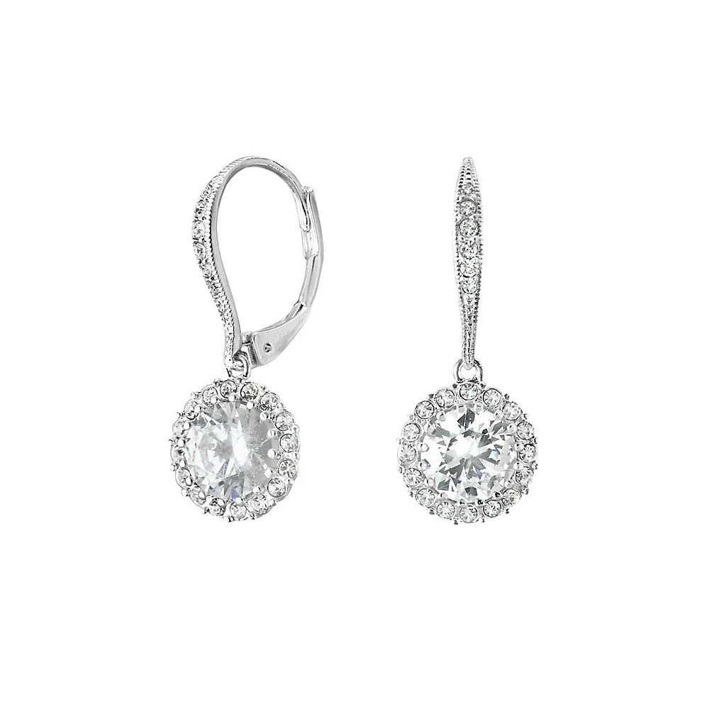 Round Framed Cubic Zirconia Drop Earring